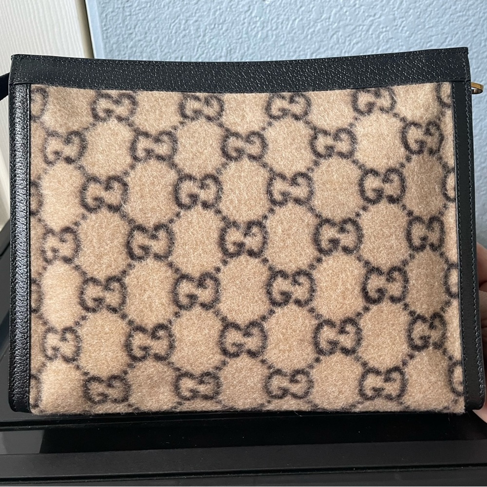 Gucci GG Wool Supreme zip Pouch/ Clutch/ Toiletry Bag - Picture 9 of 13